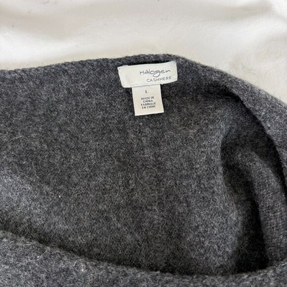 Halogen 100% Cashmere Wide Neck Pullover Sweater Dark Grey Large - Picture 6 of 8